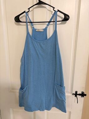 Zenana Outfitters Sky Blue Double Pocket Tank Dress
